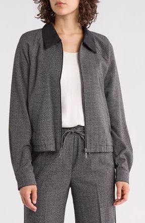 Nicole Miller Ava Houndstooth Bomber Jacket in Graphite Grey Lurex/Black at Nordstrom Rack, Size X-Large
