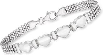 Ross-Simons Italian Sterling Silver Beaded Bracelet With Hearts