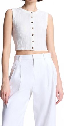 A.L.C. Lottie Cropped Cotton Knit Top In White