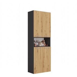 Hucoco Hucoco - Glaze - Mueble De Cuarto De Ba&ntilde;o Con Cesta - Estilo Moderno - 174x60x30 Cm - Columna De Cuarto De Ba&ntilde;o