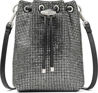 Jimmy Choo London mini Cinch bucket bag - women - Crystal/Satin - One Size - Black