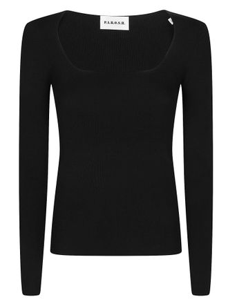 P.A.R.O.S.H. Long U Neck Fitted Wool Sweater