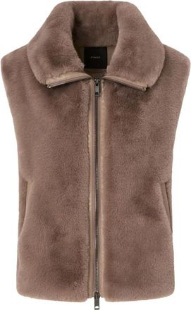 Pinko Stijlvolle Polyester Jassen - Dames - Bodywarmers - Bruin - S - Polyester - Jassen