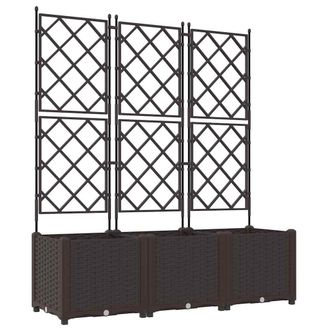 vidaXL Vidaxl - Maceta De Jard&iacute;n Con Enrejado 3 Pcs Marr&oacute;n 120 X 40 X 143 Cm Pp
