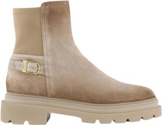 Santoni Schoenen, Dames, Beige, 37 1/2 EU, Suède, Chelsea Boots