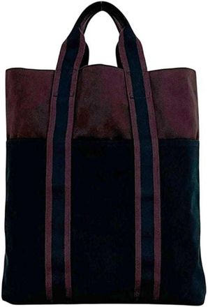 Herm&egrave;s Black Bordeaux Canvas Tote Bag (Pre-Owned)
