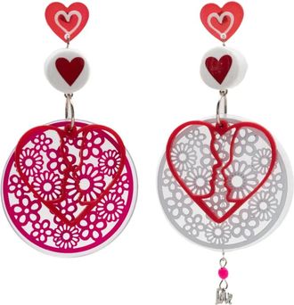 Amir Slama Orecchini con pendente a cuore - Rosso