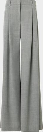 Akris Cassie Pleated Wool Wide-Leg Pants