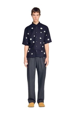 Sandro Loose-fit floral shirt in Midnight Blue at Nordstrom, Size Xx-Large