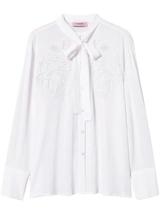 Twin-Set embroidered georgette blouse - White