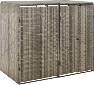vidaXL Vidaxl - Cobertizo Para 2 Contenedores Basura Rat&aacute;n Pe Gris 140x80x117cm