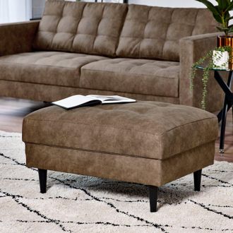 Furniturebox Jade Modern Faux Leather Footstool in Brown