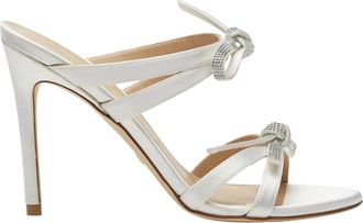Stuart Weitzman Bow 100 Slide Sandalen - Dames - Muiltjes - Wit - 36 1/2 EU - Satijn - Schoenen