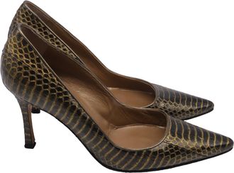 Manolo Blahnik Python Pumps in Animal Print Leather
