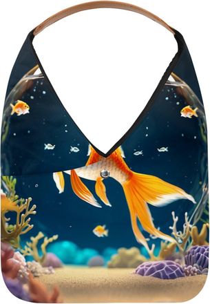 Generic Beautiful Fish Crystal Ball Reusable Lightweight Grocery Bags - Foldable Into Compact Pouch, Washable & Sturdy, Multipurpose for Shopping and Travel