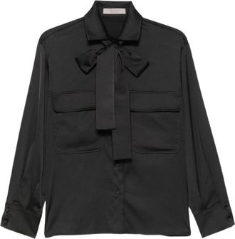 D.exterior Blusa de Sat&eacute;n con Lazo - Blouses & Shirts - Mujer - Negro - M