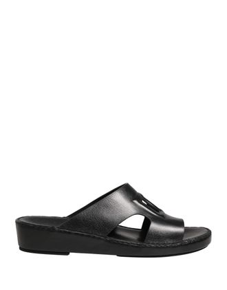 Dolce & Gabbana Leather Cutout DG Logo Sandals - Black