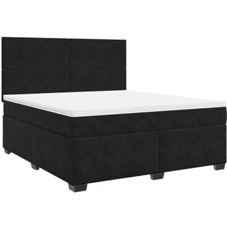 vidaXL Cama Box Spring Con Colch&oacute;n Terciopelo Negro 180x200 Cm Vidaxl
