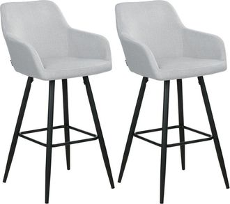 Beliani Set of 2 Bar Chairs CASMALIA Velvet Light Grey