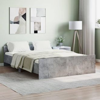 Berkfield Home Bed Frame with Headboard & Footboard Concrete Grey 140x190 cm