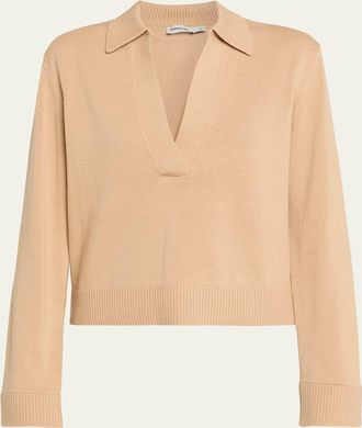 SIMKHAI Cashmere-Cotton Polo Sweater