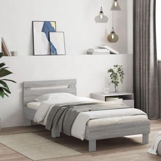 vidaXL Giroletto con Testiera Grigio Sonoma 75x190cm Legno Multistrato - Vidaxl