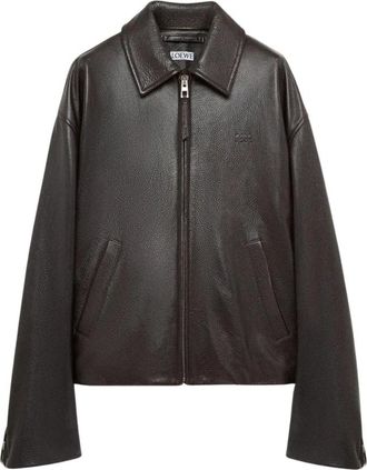 Loewe Zip-up Jacket - Heren - Leren en Su&egrave;de Jassen - Bruin - M - Leer - Jassen