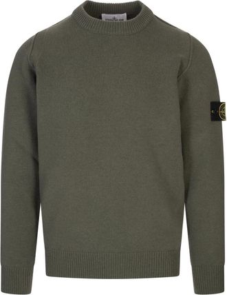 Stone Island Groene Wollen Trui - Heren - Ronde hals truien - Groen - M - Wol - Truien & Vesten
