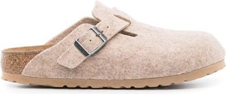 Birkenstock Boston felted slippers - women - Felt/Calf Suede/Rubber - 40 Regular - Brown
