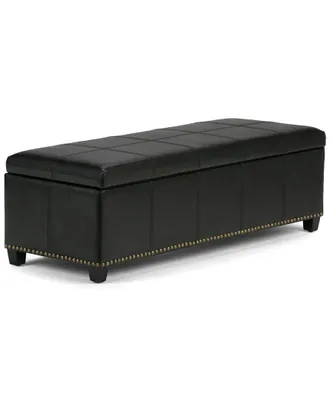 Simpli Home Kingsley 48in Transitional Rectangle Large Storage Ottoman