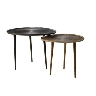 Maisons du monde Set de 2 mesas auxiliares de aluminio negro y bronce