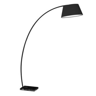 Oresteluchetta L&aacute;mpara de pie negra de metal y m&aacute;rmol, h.205 cm