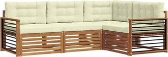 vidaXL Conjunto De Sof&aacute;s De Exterior 4 Uds. Natural Y Crema Vidaxl