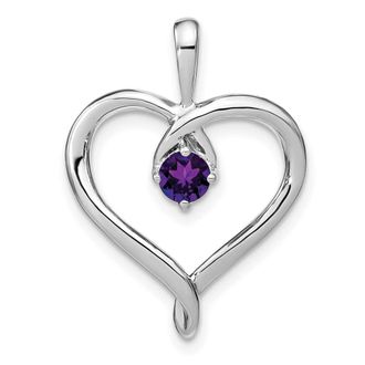 Diamond2Deal 14k White Gold Amethyst Heart Pendant