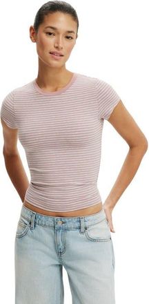 Cotton On Womens All Day Crew Tee in Madi Stripe Blush Cloud at Nordstrom, Size X-Small