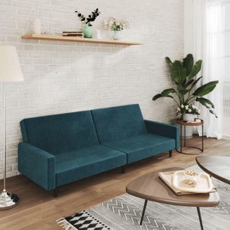 vidaXL Vidaxl - Divano Letto a 2 Posti Blu in Velluto