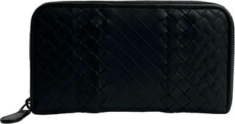 Bottega Veneta Black Leather Long Wallet (Bi-Fold) (Pre-Owned)