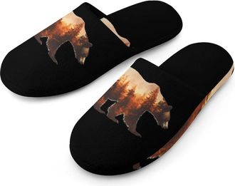 Generic Bear Autumn Forests Mens House Slippers Slip Indoor Slipper On Shoes Warm Outdoor