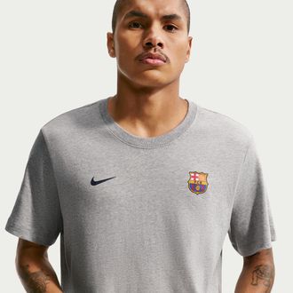 Nike FC Barcelona Essential Nike Mens Soccer T-Shirt in Grey | IM1658-063