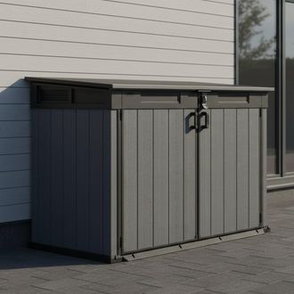 Dmora Armario Exterior Litchfield: Mueble De Jard&iacute;n, Cajones, 2 Estantes, Puertas Abatibles, 191x109x133h Cm Gris