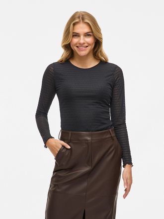 Vila Langarmshirt VILA VILARINE O-NECK L/S TOP - NOOS, Damen, Gr. XXL, schwarz (schwarz beauty), Jersey, Obermaterial: 95% Polyamid, 5% Elasthan, unifarben