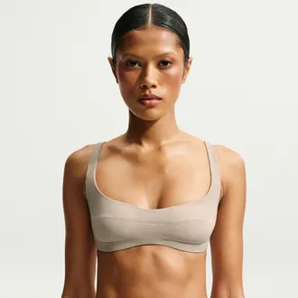 Nike Womens SKIMS Studio Stretch Micro Sports Bra in White | IR8685-096
