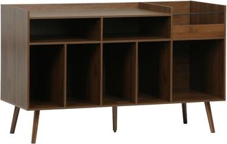Sweeek Mueble de vinilos x vintage efecto madera oscura, 130cm, madera