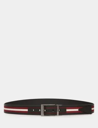 Bally Shiffie 35 mm Reversible Belt in Black+Red/bone+Rut at Nordstrom, Size 115