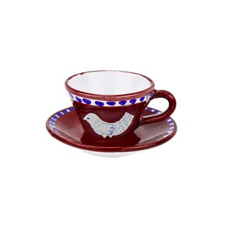 Arcucci burgundy feather espresso cup c/p