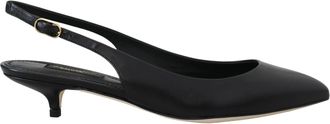 Dolce & Gabbana Zwarte Leren Slingback Hakken Pumps Schoenen
