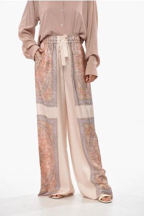 Zimmermann Pantaloni Wide Leg in Seta a Motivo Bandana taglia 40
