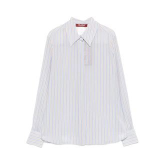 Max Mara Overhemden, Dames, Blauw, 2Xs, Flirt Striped Shirt
