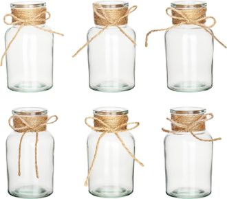 OEM Peque&ntilde;os Jarrones De Cristal Transparente Para Flores, Juego De 6 Jarrones De Mesa, Mini Botellas, Juego De Jarrones Decorativos Para Centros De Mesa,