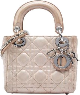 Dior Pre-owned Lady Dior - Dames - Vintage Mini Tas - Beige - ONE Size - Leer - Vintage